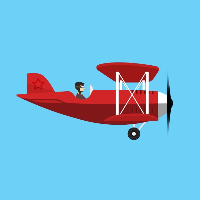 640x640 Vintage Airplane With Flat Design, Plane, Vector, Flat Png