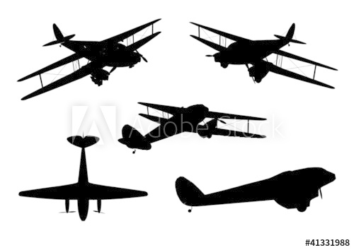 500x354 Vintage Plane Silhouette Set