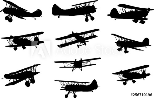 500x318 Vintage Plane Silhouette Shape Vector