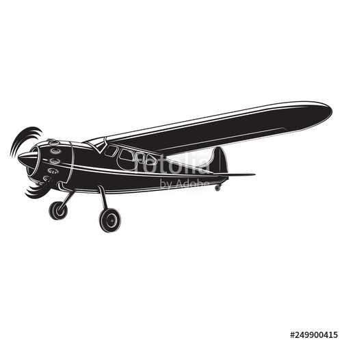 500x500 Vintage Small Plane Vector Illustration Single Engine Propelled