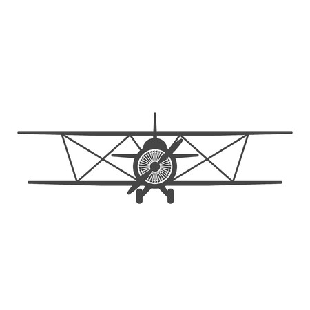 450x450 Biplane Retro Airplane Illustration Vintage Plane Front View