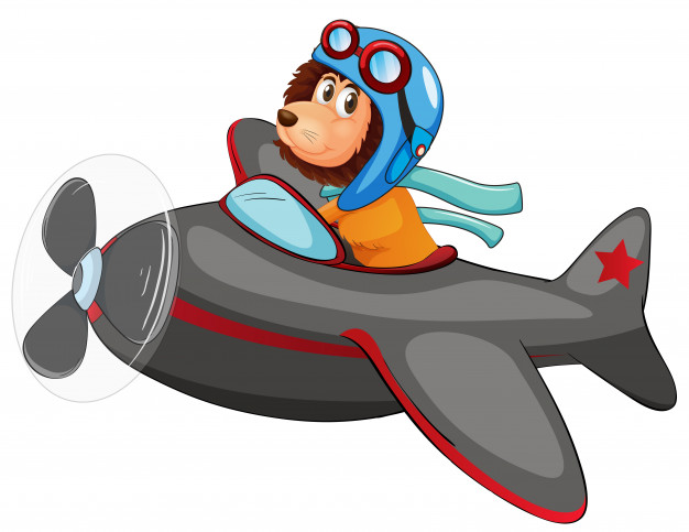 626x483 Lion Riding Vintage Plane Premium Vector