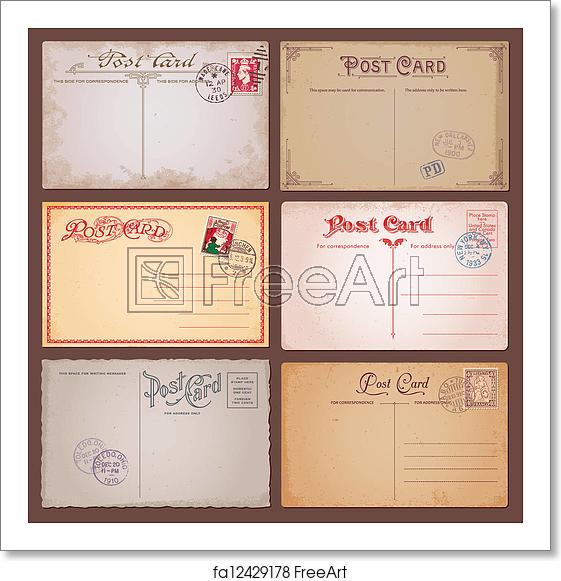561x581 Free Art Print Of Vector Vintage Postcards Set Of Vector Vintage