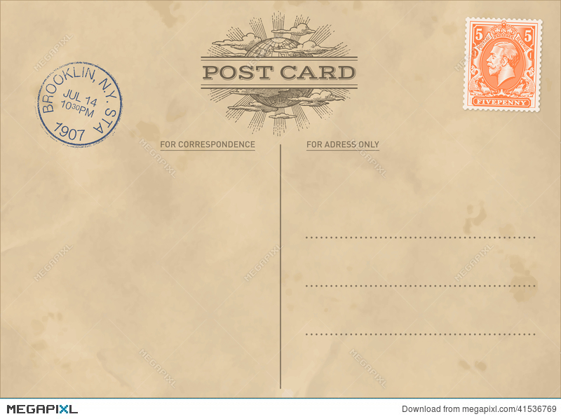 800x598 Vector Vintage Postcard Template Illustration