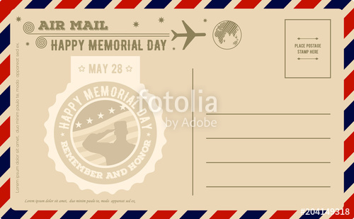 500x309 Vintage Happy Memorial Day Postcard Vector Illustration Stock
