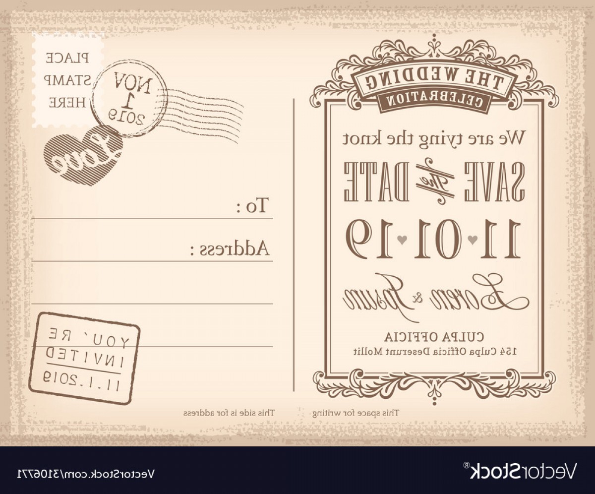 1200x996 Vintage Postcard Save The Date Background Vector Wallkeeper