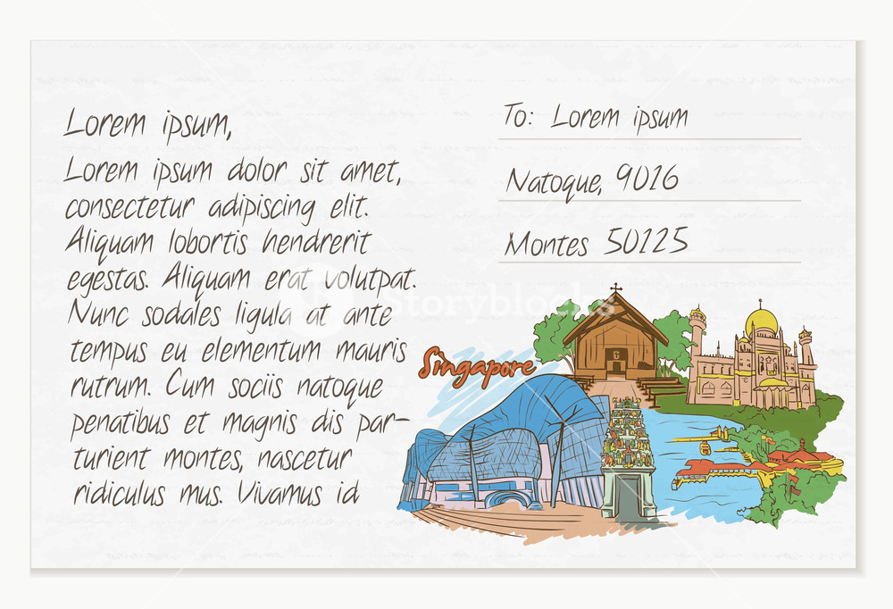 1000x682 Vintage Postcard Vector Illustration Royalty Free Stock Image