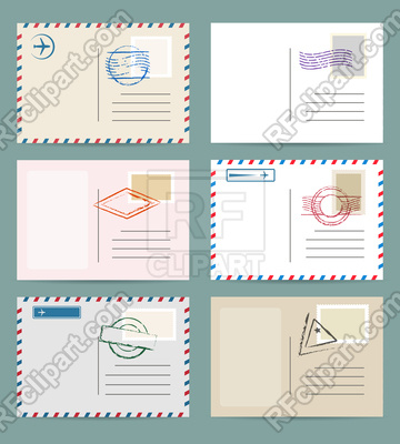 360x400 Vintage Postcard Template Set Vector Image Of Icons And Emblems