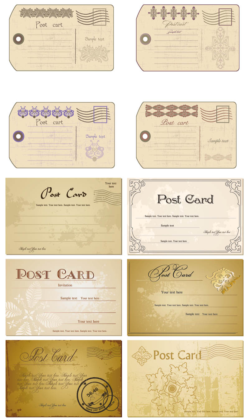 800x1350 Vintage Postcards Set Vector Vector Graphics Blog