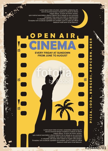 Open Air Cinema Vintage Poster Vector Design Outdoor Cinema Retro 357x500 Open Air Cinema Vintage Poster Vector Design Outdoor Cinema Retro