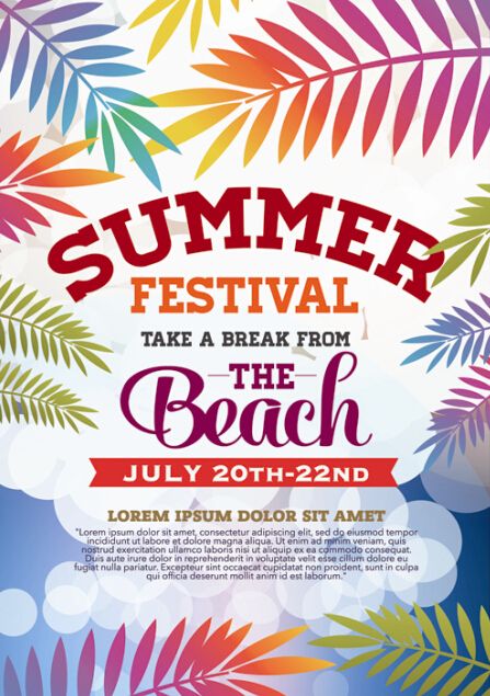 Summer Beach Party Vintage Poster Vectors 447x635 Summer Beach Party Vintage Poster Vectors