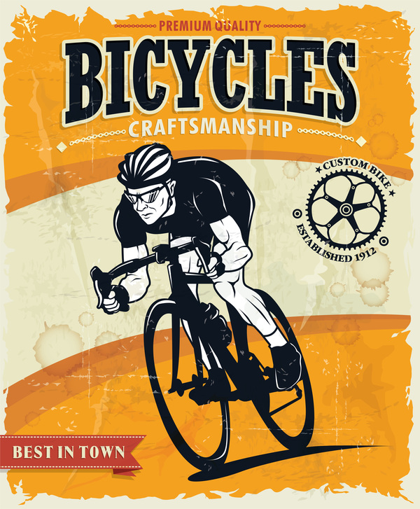 Bicycles Vintage Poster Vector Free Download 600x727 Bicycles Vintage Poster Vector Free Download