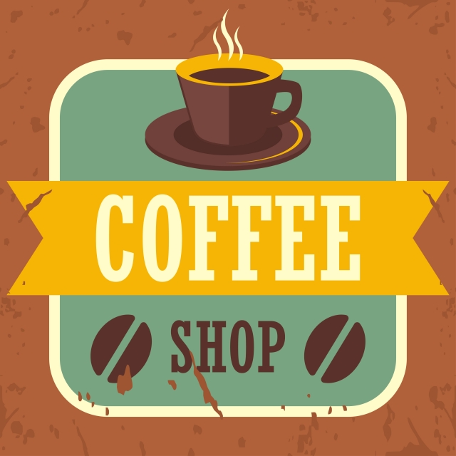 Cup Of Coffee With Coffee Beans For Coffee Shop Vintage Poster 640x640 Cup Of Coffee With Coffee Beans For Coffee Shop Vintage Poster