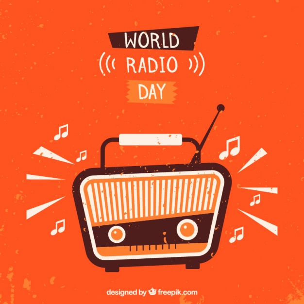 626x626 Orange Background With Vintage Radio To Celebrate World Radio Day