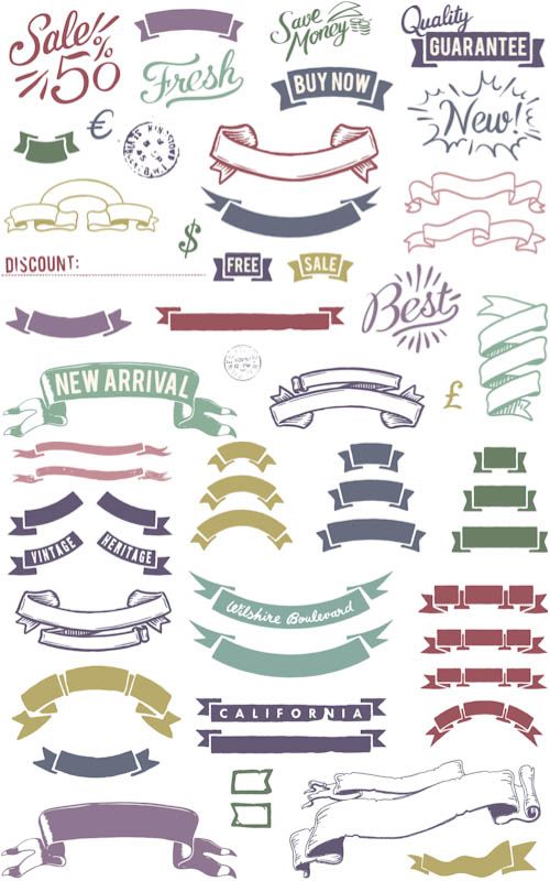 500x800 Colorful Vintage Ribbons Vector Vector Graphics Vector