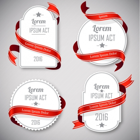 468x468 Sets Of Vintage Cardboard Twined With Red Ribbon Vectors Stock