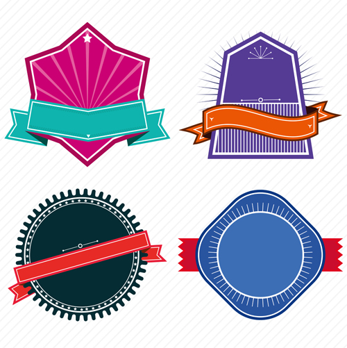 500x501 Vintage Colored Labels With Ribbon Vectors Free Download