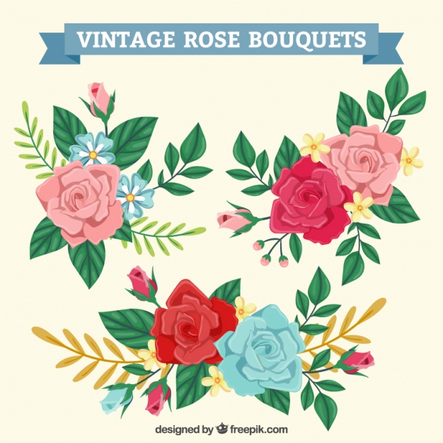 626x626 Bouquets Of Vintage Roses Vector Free Download