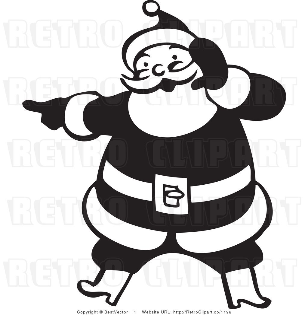 1024x1044 Royalty Free Black And White Retro Vector Clip Art Of A Santa