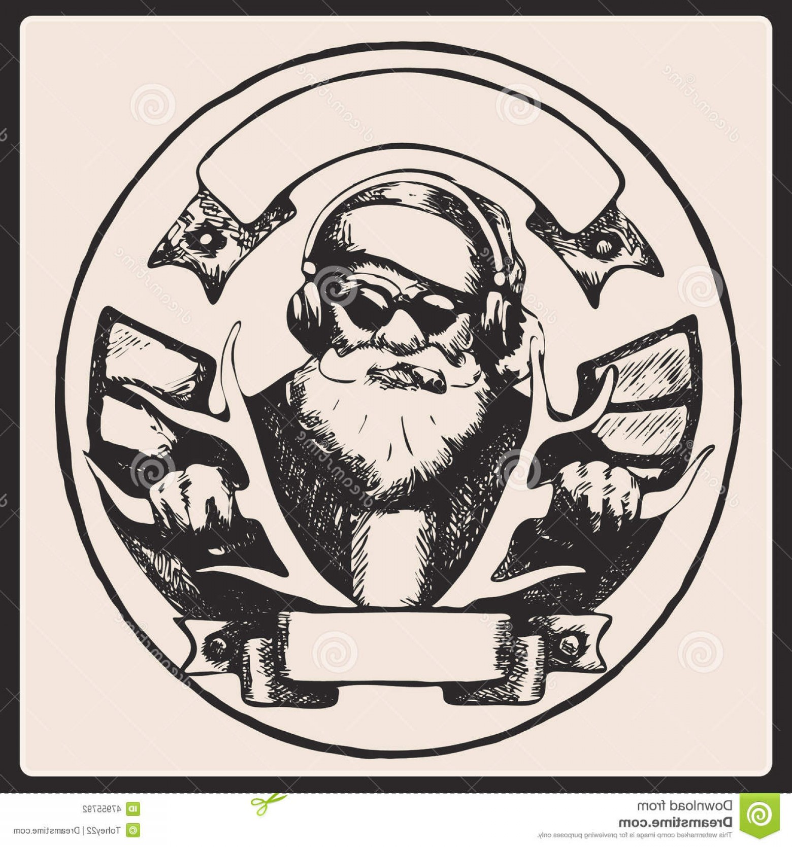 1560x1668 Stock Illustration Santa Claus Vintage Poster Vector Listening