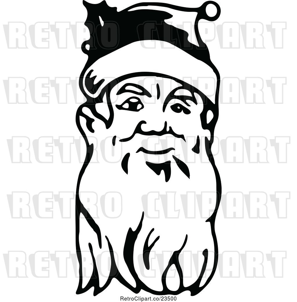 1024x1044 Vector Clip Art Of Retro Santa Face With A Long Beard