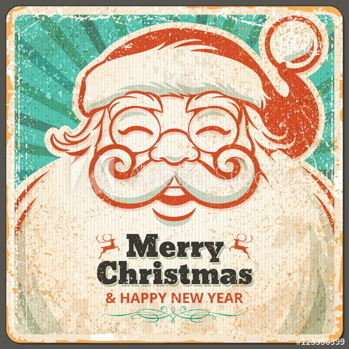 500x500 Vector Santa Claus In Vintage Style Christmas Greeting Card Retro