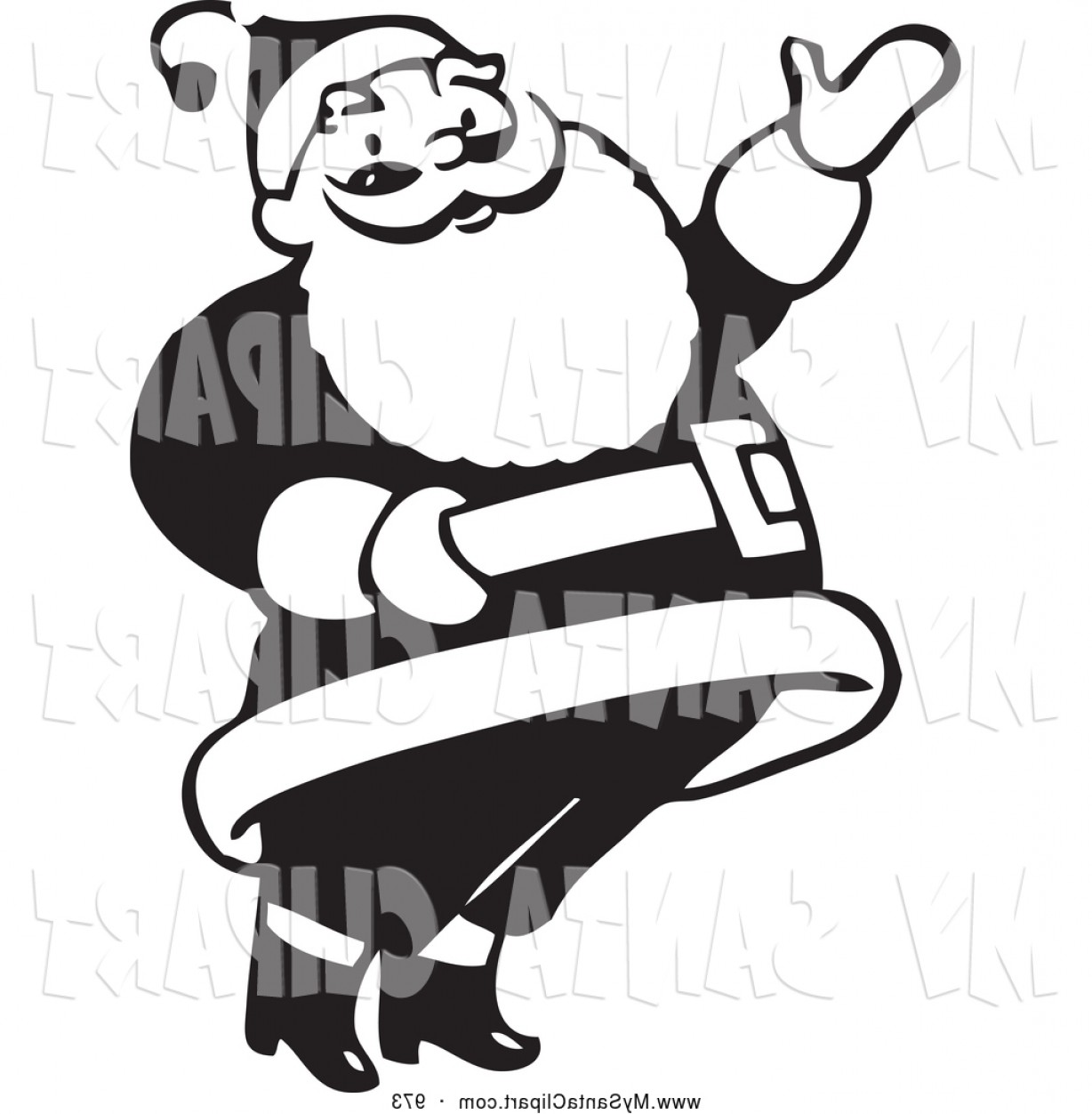 1228x1252 Clip Art Of Retro Santa Claus Gesturing Welcome Or Goodbye