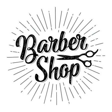 450x450 Barbershop Calligraphic Lettering And Scissors Vector Hand Drawn