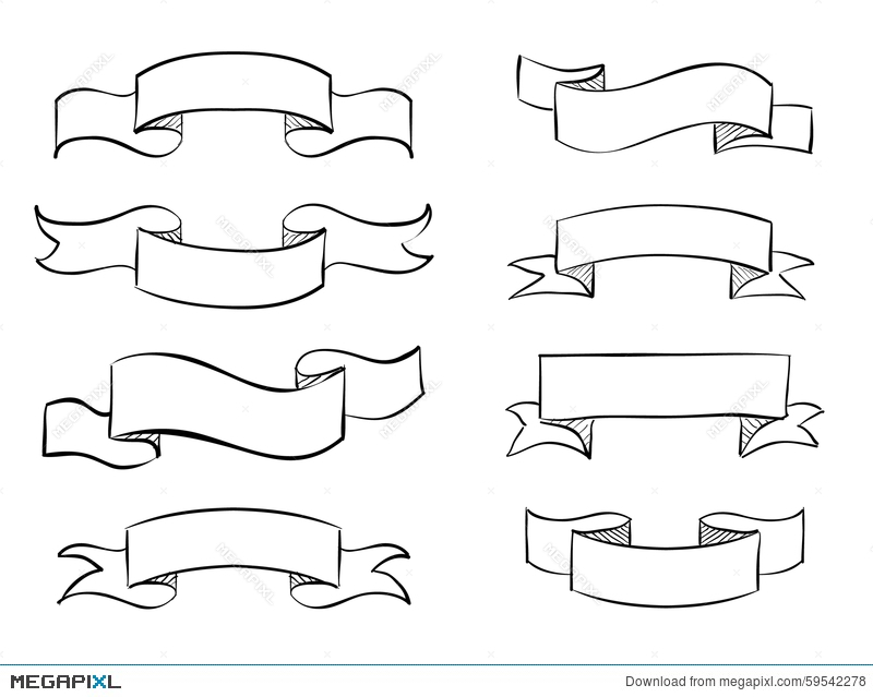 800x639 Hand Drawn Banner Scribble Vector Vintage Scroll Illustration