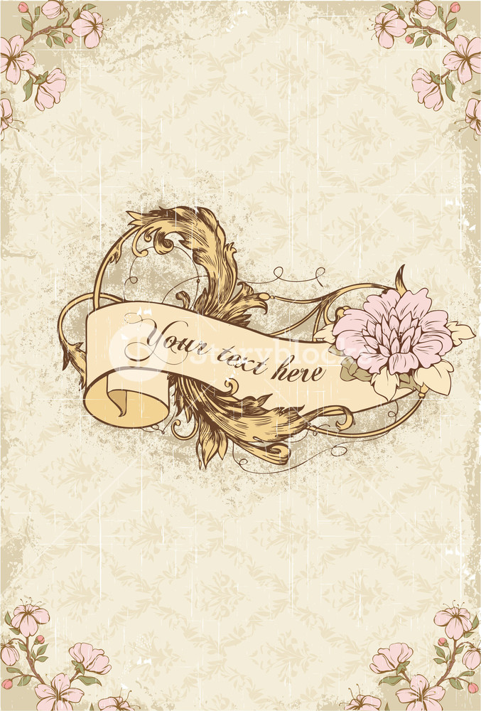 677x1000 Vintage Scroll With Floral Vector Illustration Royalty Free Stock