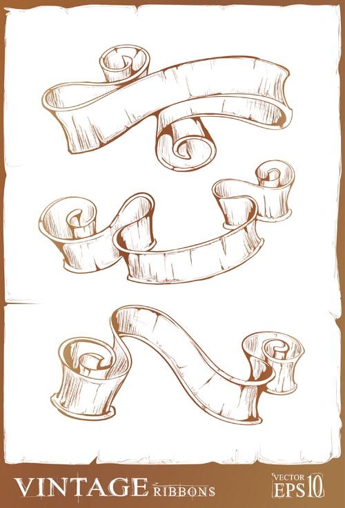 500x735 Free Vector Retro Ribbon Scroll Vector Small Tattoos Scroll