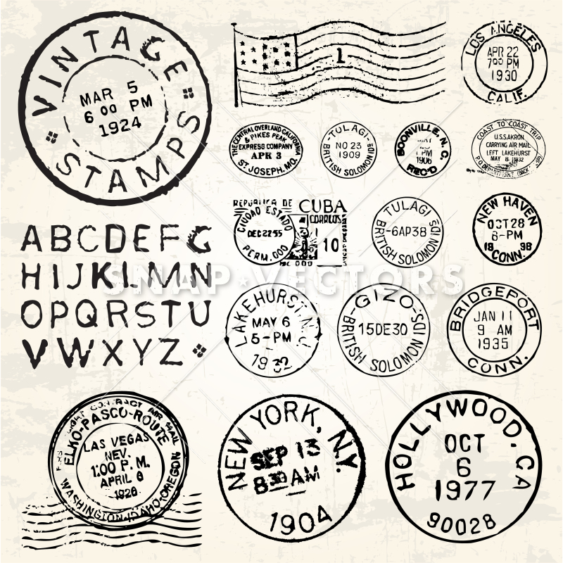 800x800 Vector Clipart Of Retro Stamp And Seal Set