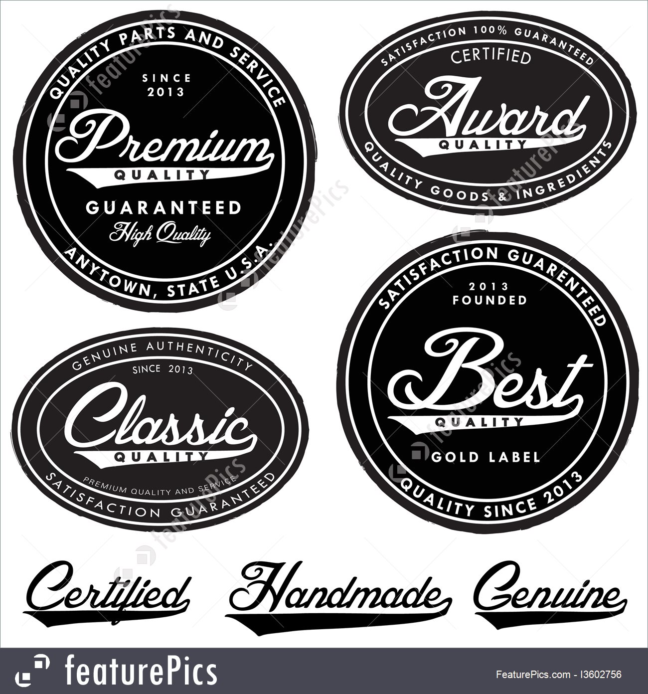 1300x1392 Vector Vintage Seal Set Stock Illustration