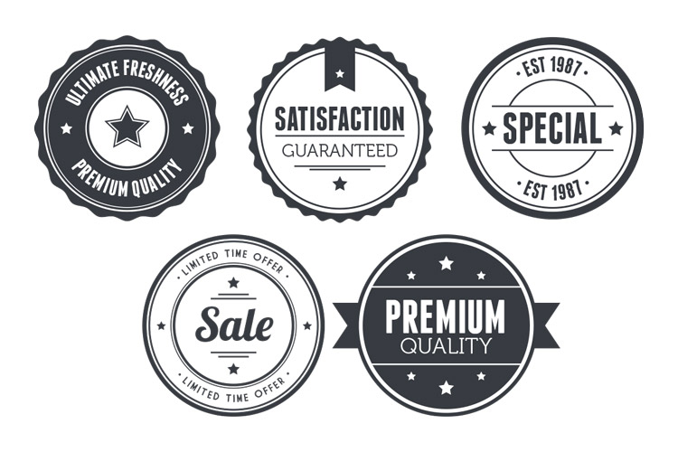 750x500 Vintage Circular Badges Vector Pack Design Panoply