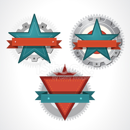 440x440 Vintage Seal Retro Technology Star Emblem Vector Stock Vector