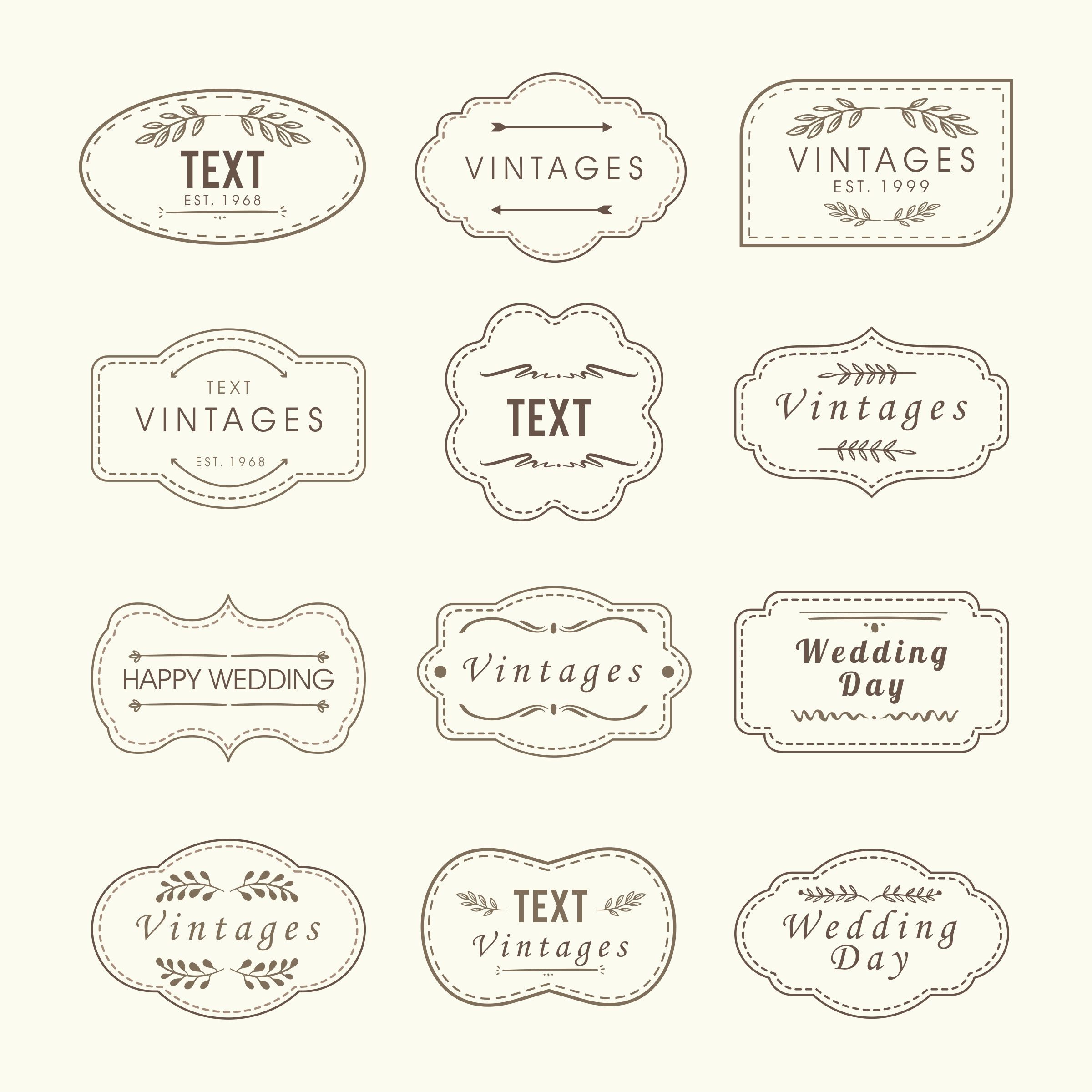 Wedding Shape Vector, Vintage Tag Collection Shapes Border 2400x2400 Wedding Shape Vector, Vintage Tag Collection Shapes Border