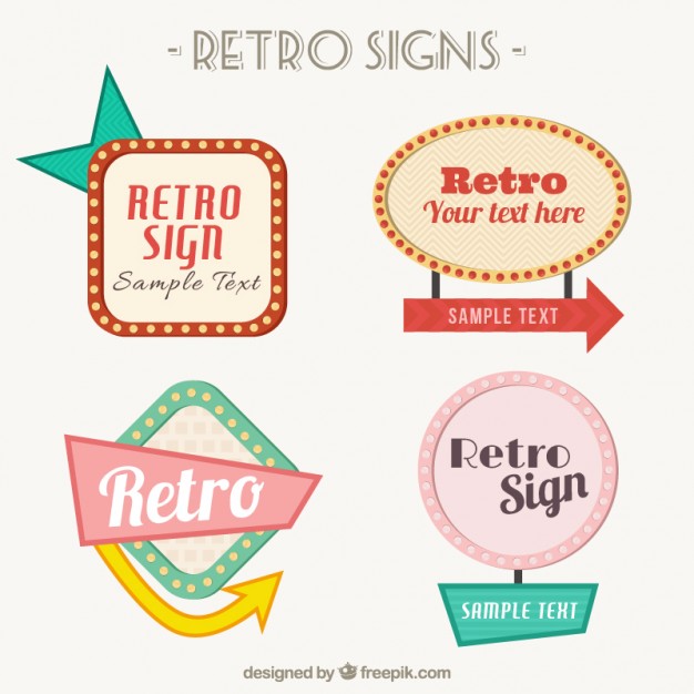 Signs Set In Vintage Style Vector Free Download 626x626 Signs Set In Vintage Style Vector Free Download