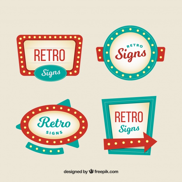 Vintage Signs With Lights Vector Free Download 626x626 Vintage Signs With Lights Vector Free Download