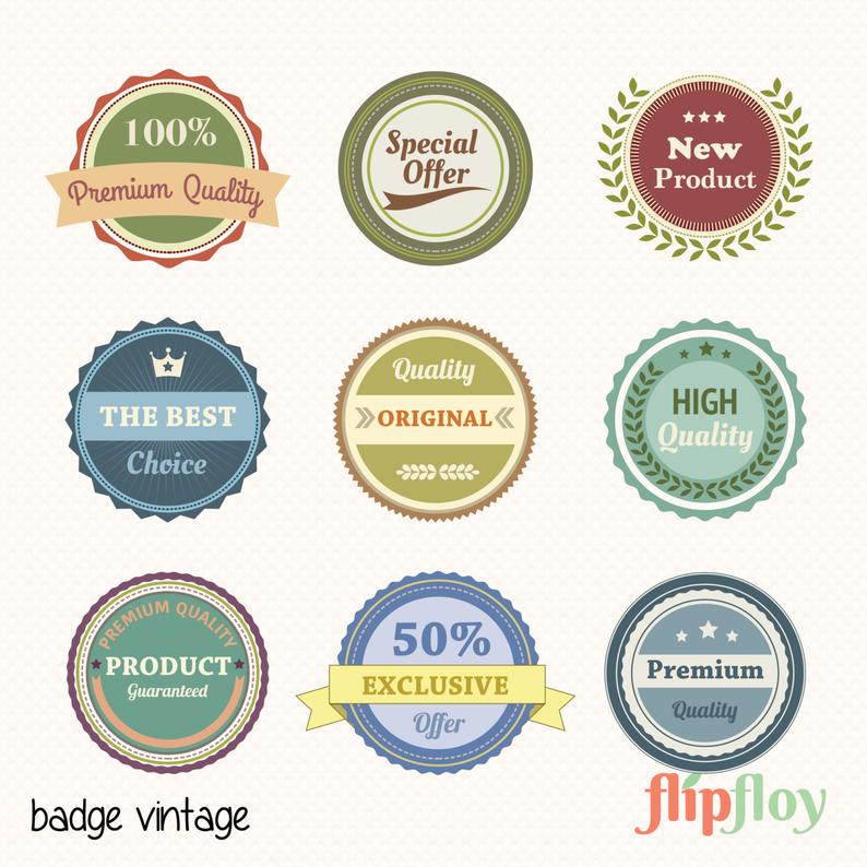 794x794 Retro Digital Badge Sticker Tag Instant Download Vintage Etsy