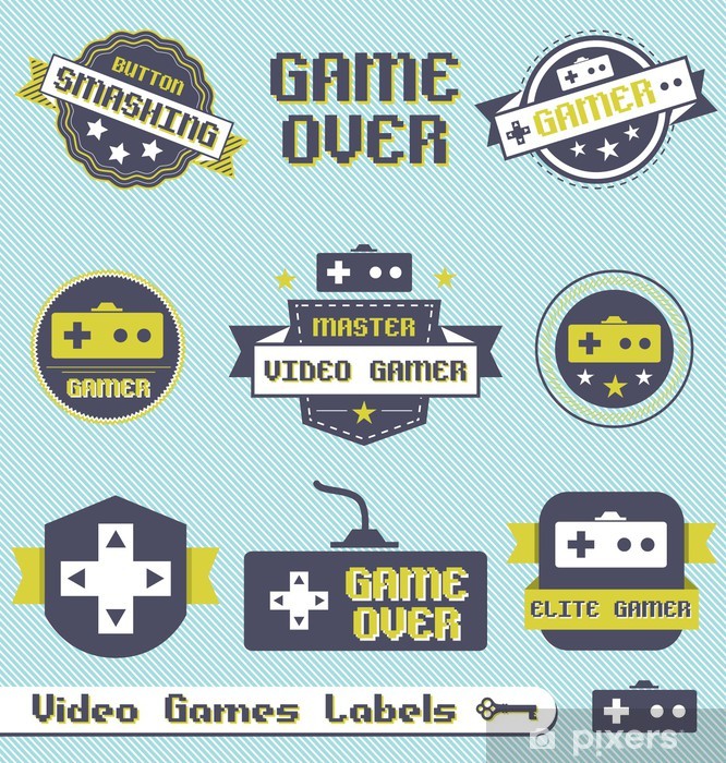 Vector Set Vintage Video Game League Labels Sticker Pixers 666x700 Vector Set Vintage Video Game League Labels Sticker Pixers