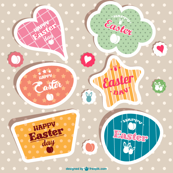 Vintage Easter Stickers Vector 600x600 Vintage Easter Stickers Vector