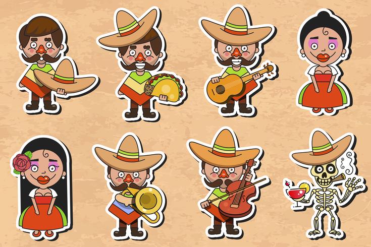 Mexican Culture Sticker Vector On Vintage Background 735x490 Mexican Culture Sticker Vector On Vintage Background
