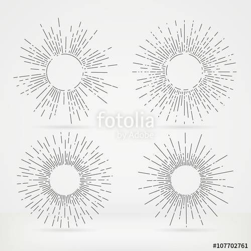 500x500 Sunburst Vector Collection Retro Rays Frames Star Burst Hand