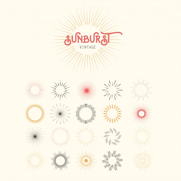626x626 Vintage Sunburst Collection Vector Free Download