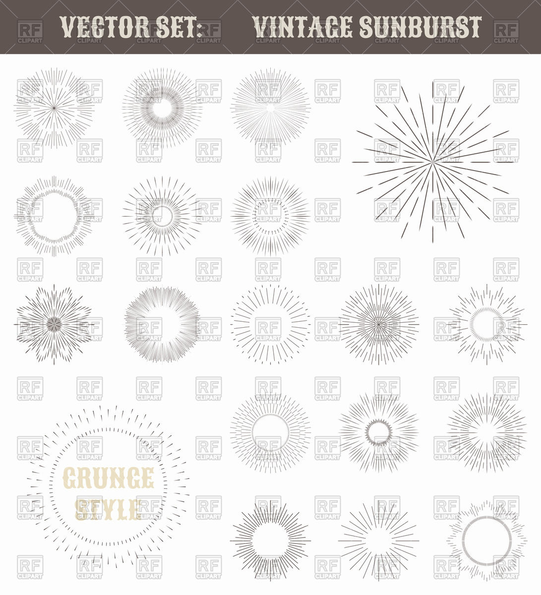 1091x1200 Set Of Vintage Sunburst Vector Image Of Backgrounds, Textures