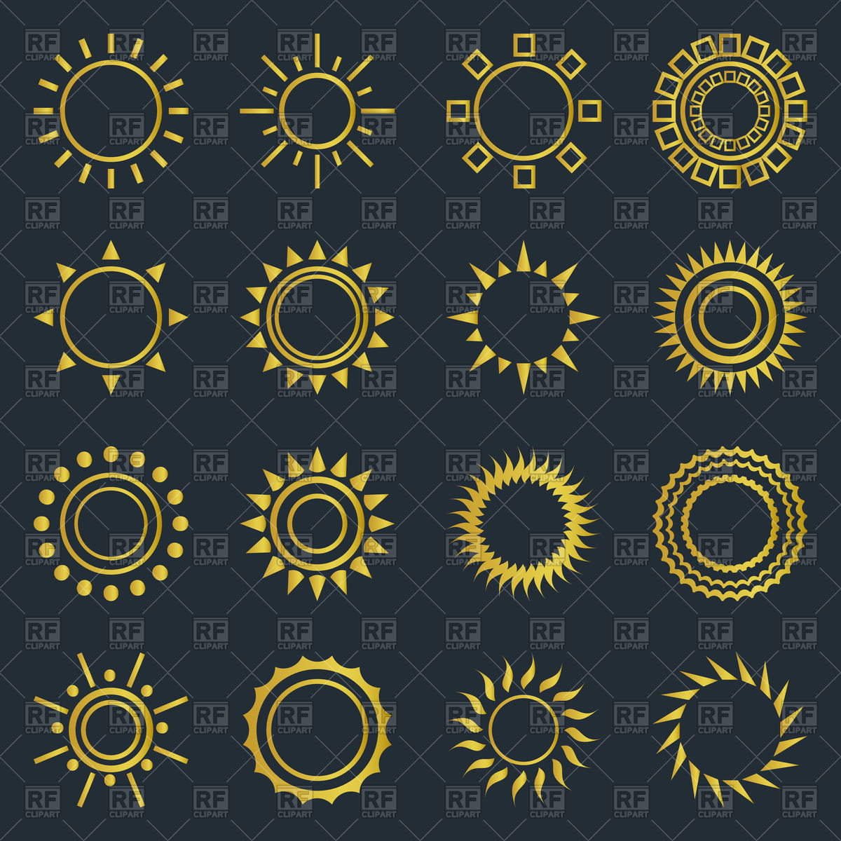 1200x1200 Set Of Vintage Sunburst Vector Image Of Icons And Emblems Kannaa