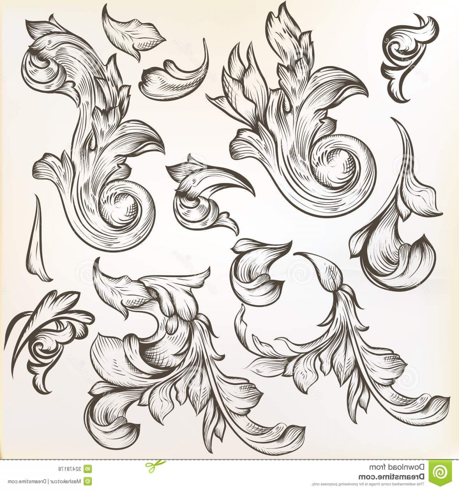 1560x1668 Stock Image Vector Vintage Swirls Set Design Calligraphic Elements
