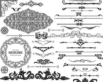 350x280 Vintage Swirl Ornament Vectors