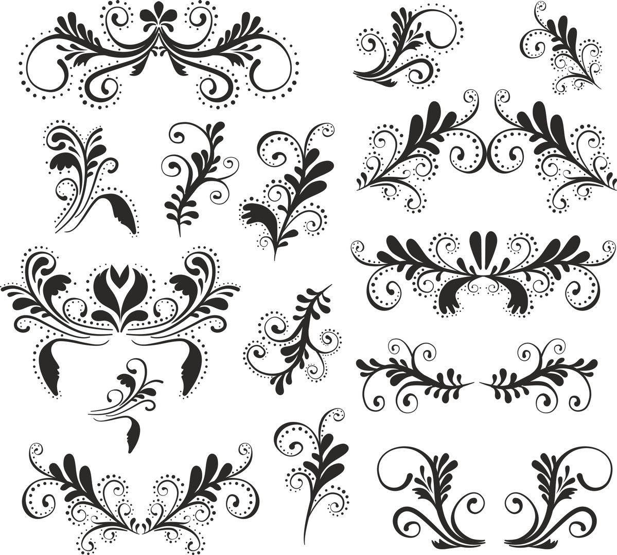 1199x1080 Vintage Swirl Set Free Vector Download In Cdr