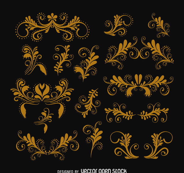 602x564 Vintage Swirls Ornament Set Free Vector Download Cannypic